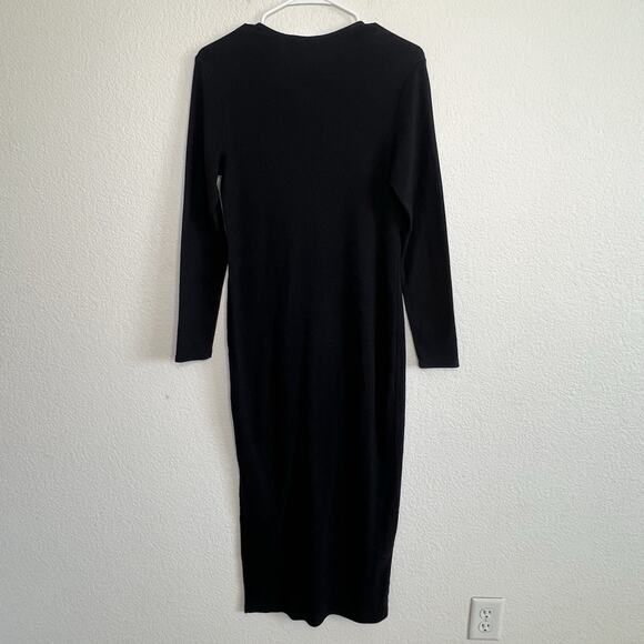 GRP1 knit Black dress 100% Cotton Lagenlook Made in Los Angeles USA Medium Ad9 - Picture 4 of 6